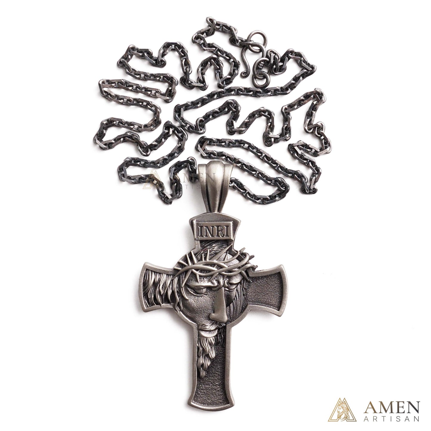 Jesus Crown of Thorns Cross Pendant with Chain | Amen Artisan