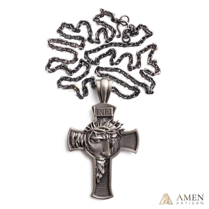 Jesus Crown of Thorns Cross Pendant with Chain | Amen Artisan