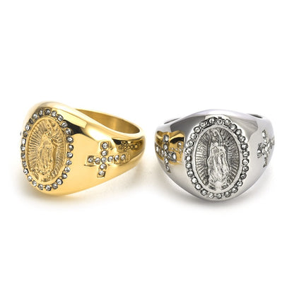 Guadalupe Cross Inlaid Ring Amen Artisan