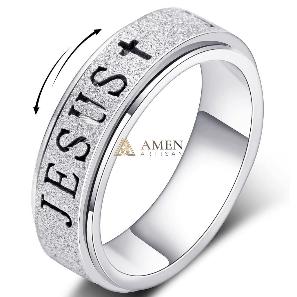 Rotating Matte Jesus Ring Amen Artisan