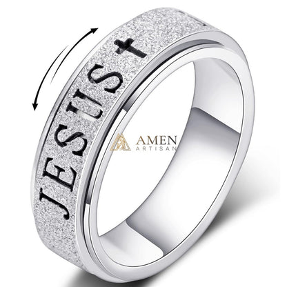 Rotating Matte Jesus Ring Amen Artisan