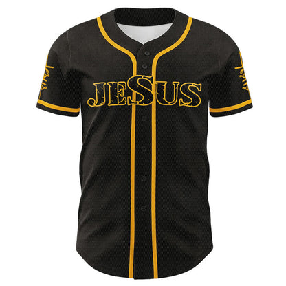 Jesus The Way Truth Life Baseball Jersey with Black Gold Faith Print — Faith