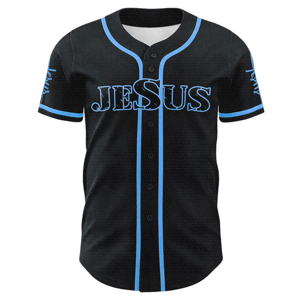 Jesus The Way Truth Life Baseball Jersey with Black Gold Faith Print — Faith