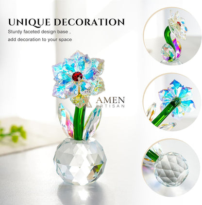 Crystal-Colored Sunflower Figurine Amen Artisan