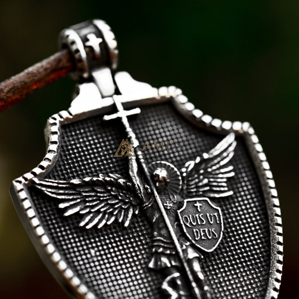Archangel Michael Shield Pendant Necklace Amen Artisan