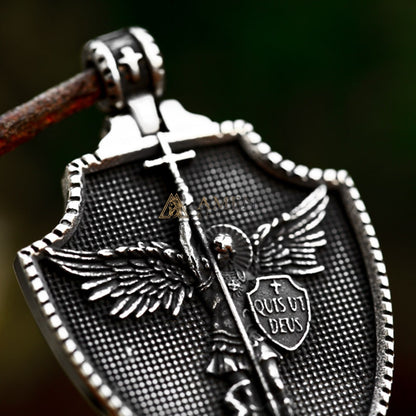 Archangel Michael Shield Pendant Necklace Amen Artisan