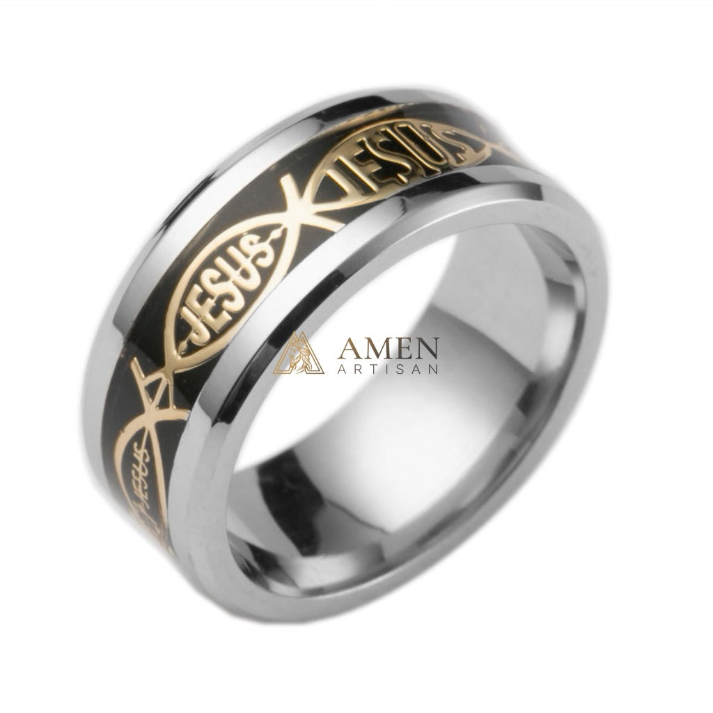 Jesus Titanium Steel Ring Amen Artisan