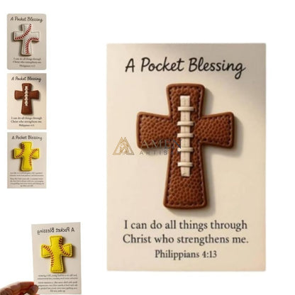Handmade Leather Football Cross Sports Ornament Amen Artisan