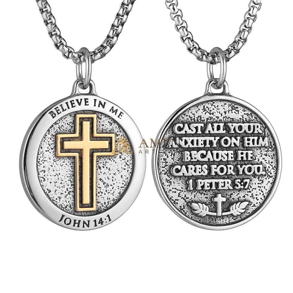 Cross Medallion Pendant Necklace Amen Artisan