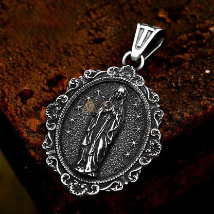 Mary Icon Medallion Pendant Necklace Amen Artisan