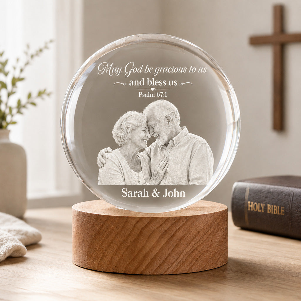 【Deal Today】Personalized Photo Crystal Night Light with Custom Quote and Names