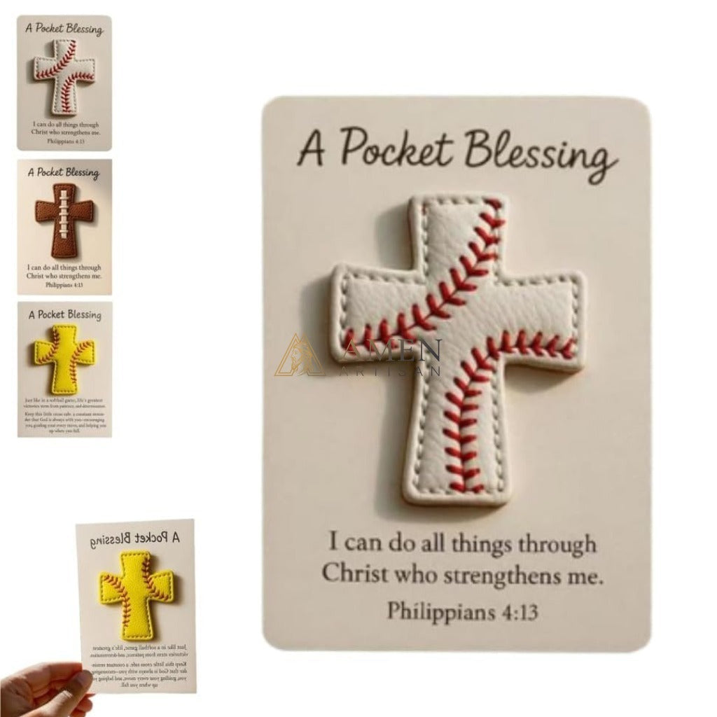 Handmade Leather Football Cross Sports Ornament Amen Artisan