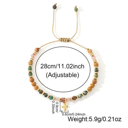 Boho Natural Stone Cross Bracelet with Adjustable Cord — Faith