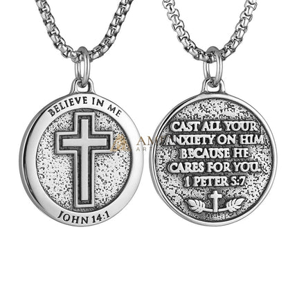 Cross Medallion Pendant Necklace Amen Artisan