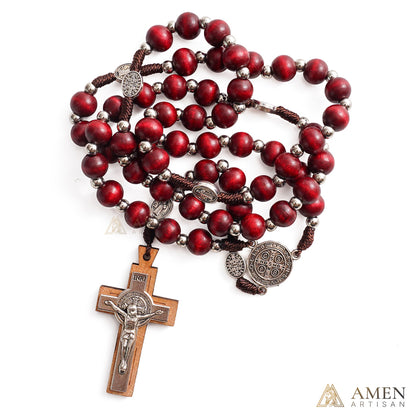 【Deal Today】Natural Wood Rosary Beads Necklace with Crucifix - Devotion & Blessing |  Amen Artisan