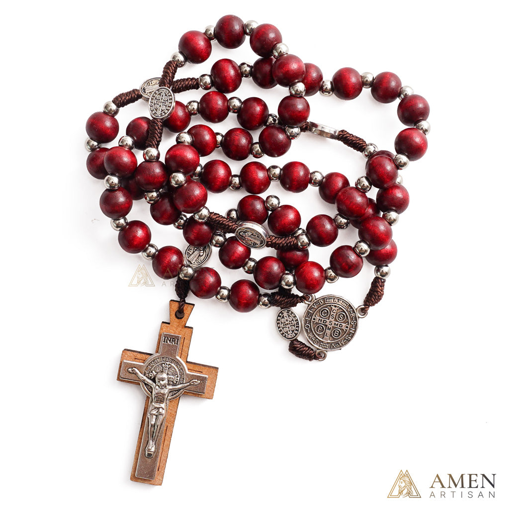 Natural Wood Rosary Beads Necklace with Crucifix - Devotion & Blessing |  Amen Artisan