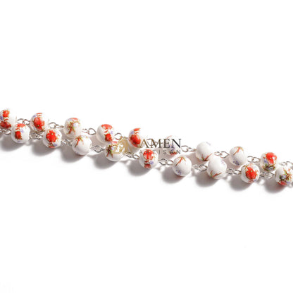 Plum Blossom Ceramic Rosary Amen Artisan
