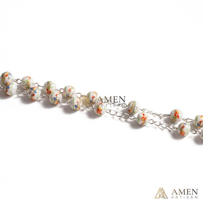 Daylily Ceramic Rosary Amen Artisan
