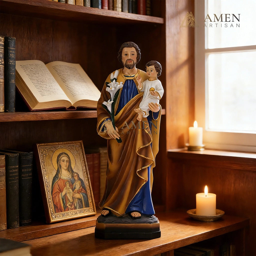 Saint Joseph with The Child Jesus Statue Amen Artisan