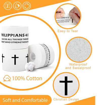 Christian Athletic Tape – Faith-Inspired Sports Tape with Cross & Scripture Print