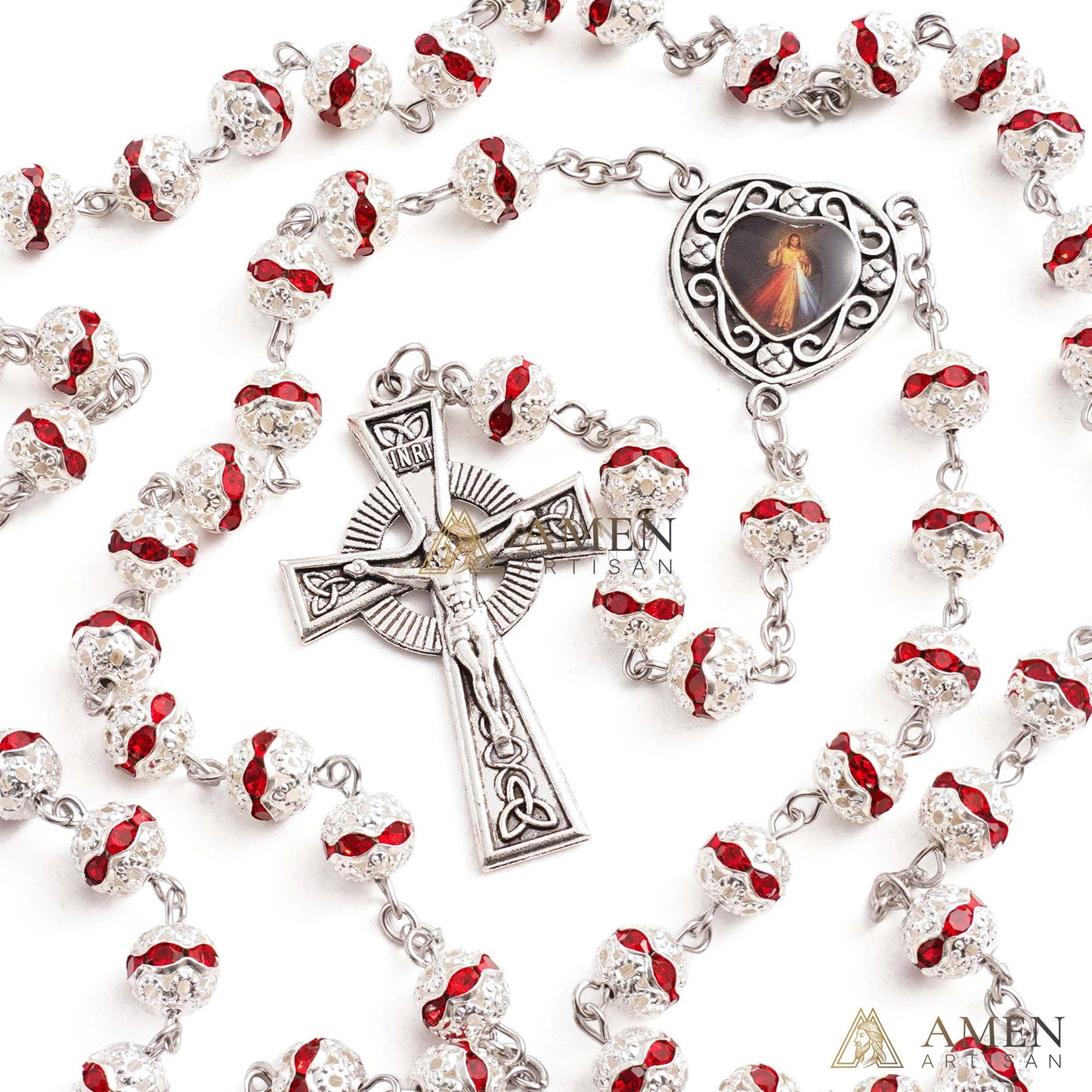 Alloy&Zirconia Bead Crucifix Rosary