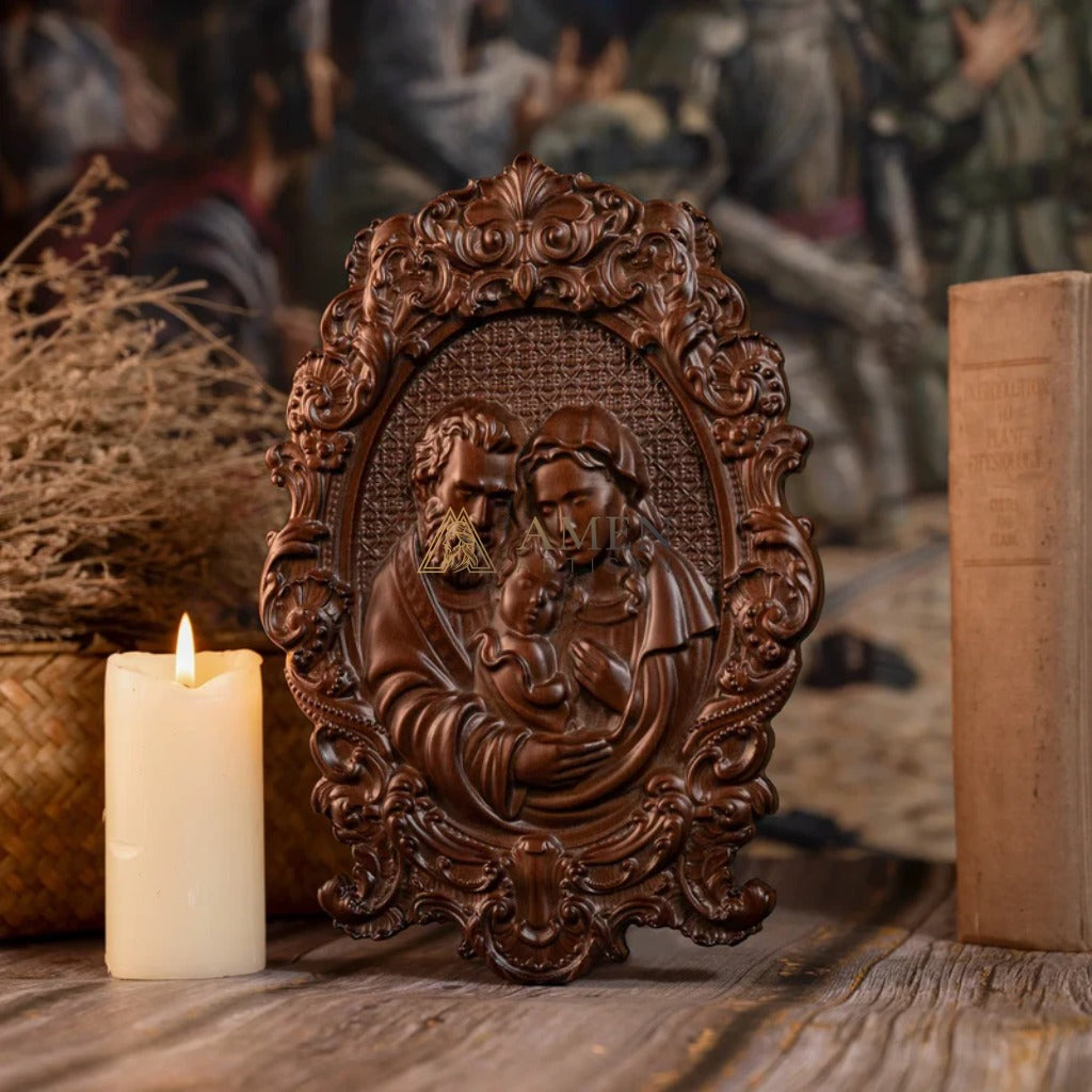 Holy Family Wood Carving