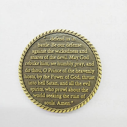 St. Michael the Archangel Challenge Coin with Prayer Text | Amen Artisan