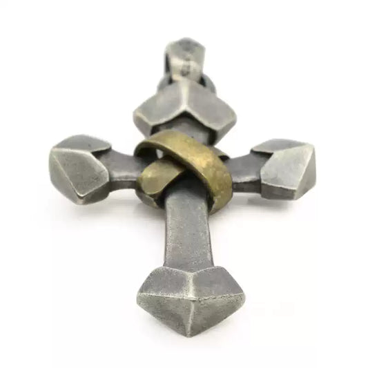 Brass Wrap 925 Sterling Silver Cross Pendant Necklace