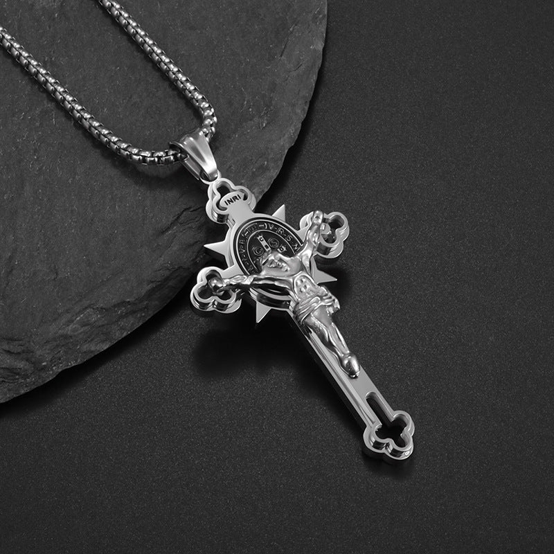 Saint Benedict Cross & Inscriptions Crucifix Necklace Amen Artisan