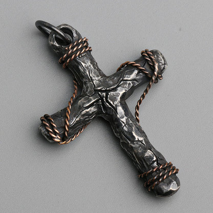 Cracked Cross Pendant Necklake
