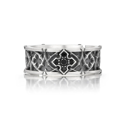 Amen Artisan Vintage Floral Cross Adjustable Open Ring