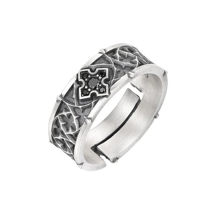 Amen Artisan Vintage Floral Cross Adjustable Open Ring
