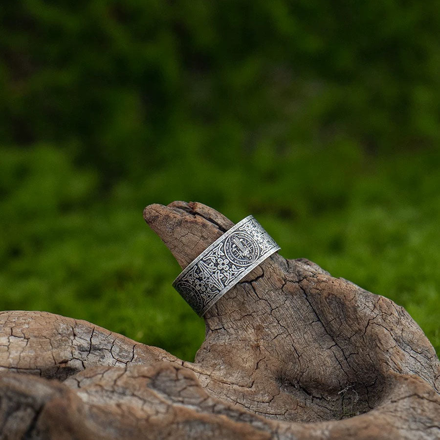 【Deal Today】Vintage St. Benedict Medal Ring - Sacred Protection & Lasting Blessing | Amen Artisan