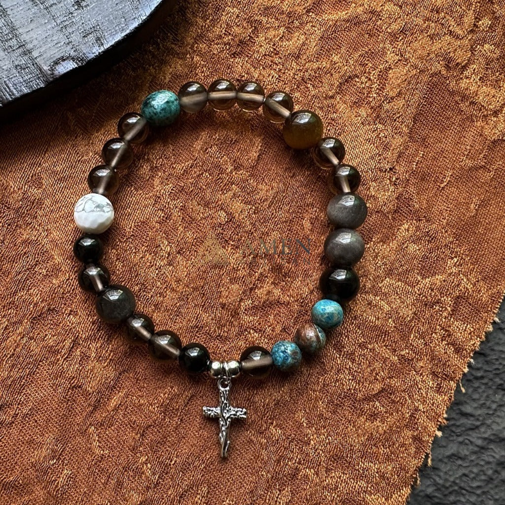 Ice Obsidian Cross Bracelet  Amen Artisan