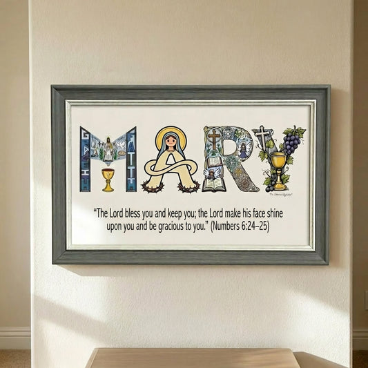 Personalized Faith Name Art Frame  – Baptism & First Communion  | Amen Artisan