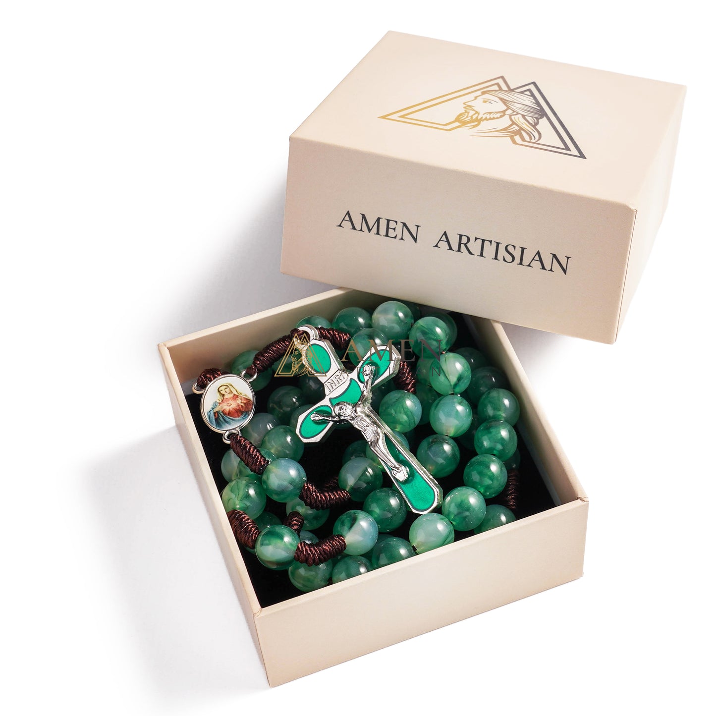 Evergreen Hope Hand-Knotted Rosary Amen Artisan
