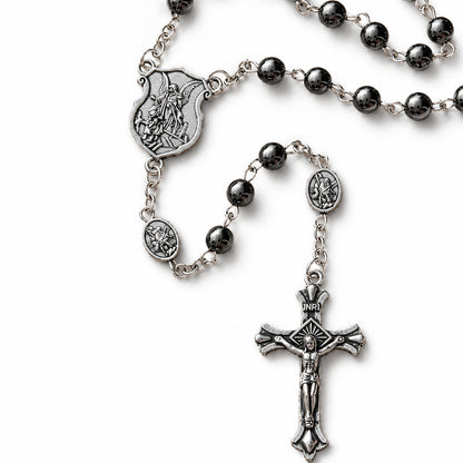 St. Michael Rosary with Blue Enamel Storage Box - Faith & Strength| Amen Artisan