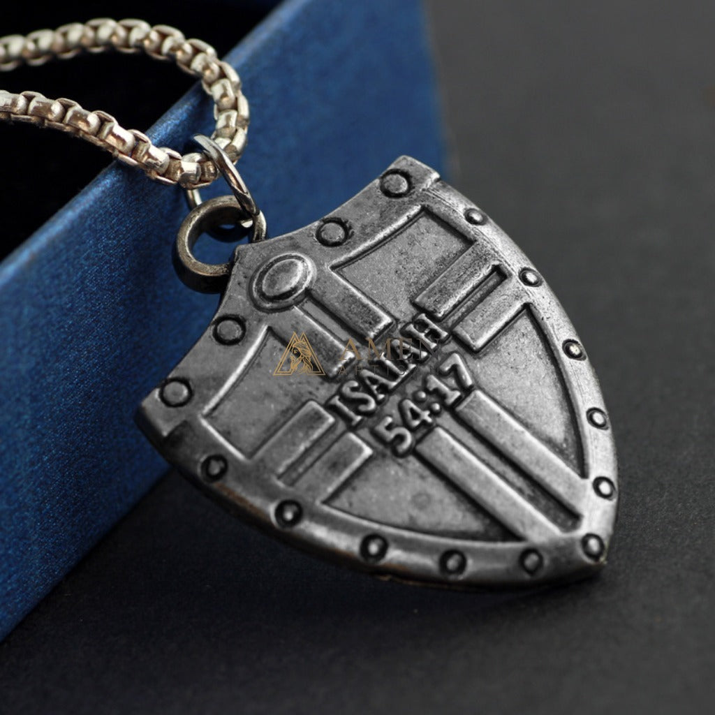 Bible Cross Shield Pendant Necklace Amen Artisan
