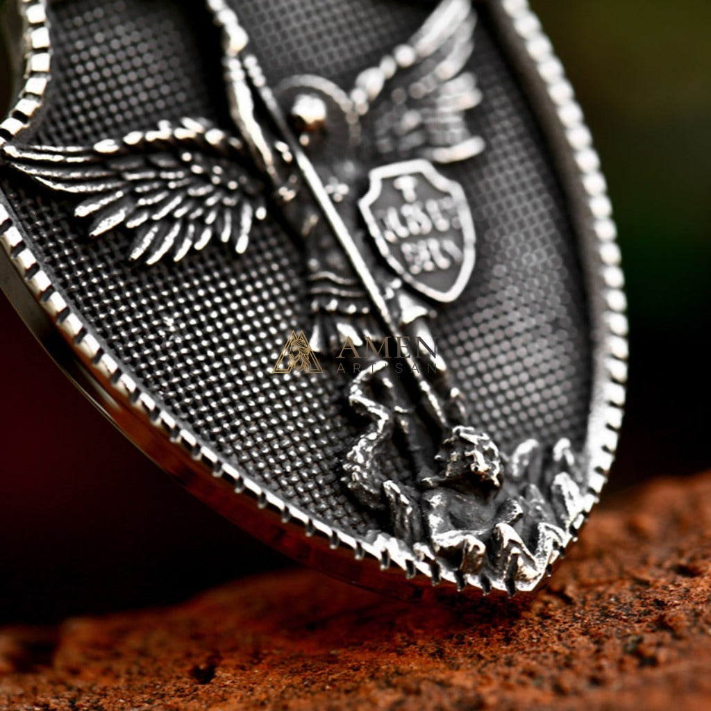 Archangel Michael Shield Pendant Necklace Amen Artisan