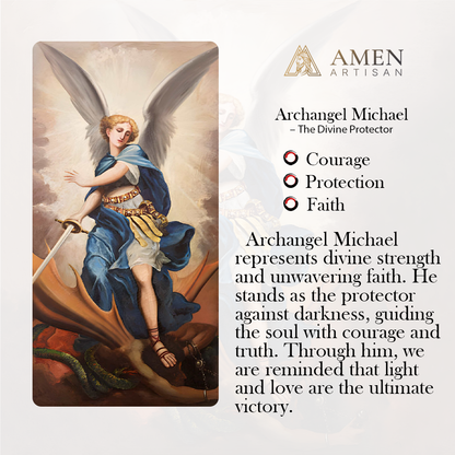 St. Michael Rosary with Blue Enamel Storage Box - Faith & Strength| Amen Artisan