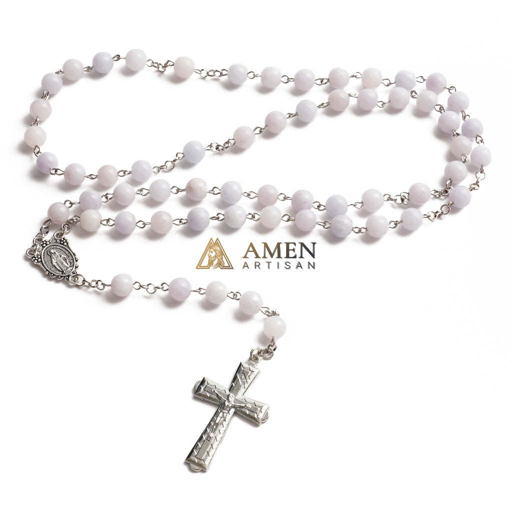 Aquamarine Chalcedony Rosary Amen Artisan