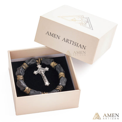 Black Sandalwood Brass Cross Bracelet – Faith, Strength & Protection |  Amen Artisan
