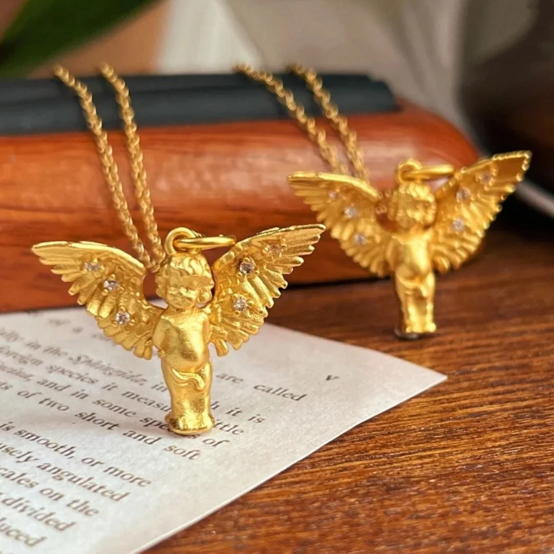 Cupid, the Mysterious Little Angel Gold-Plated Love Charm Necklace, Serendipity Token Amen Artisan