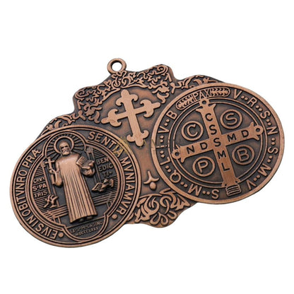 Saint Benedict Double Medallion Pendant Ornament  Amen Artisan
