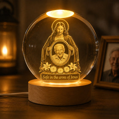 Personalized Christian Memorial Crystal Night Light with Photo