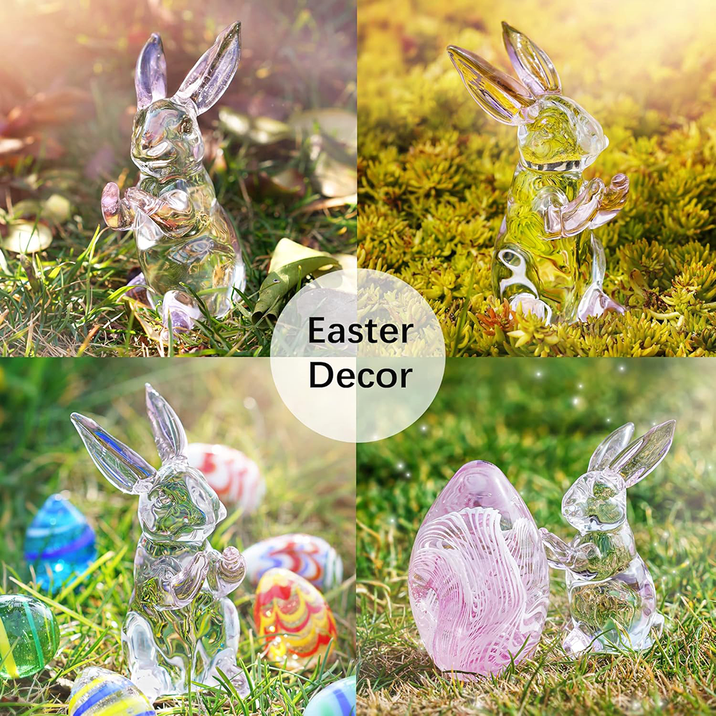 Crystal Pink-Eared Bunny Figurine Amen Artisan