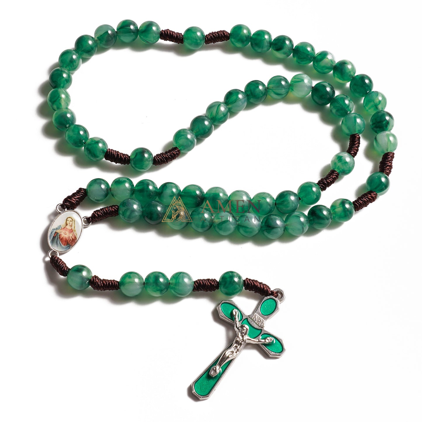 Evergreen Hope Hand-Knotted Rosary Amen Artisan