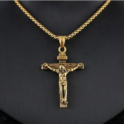 INRI Jesus Crucifix Necklace with Detailed Pendant — Faith