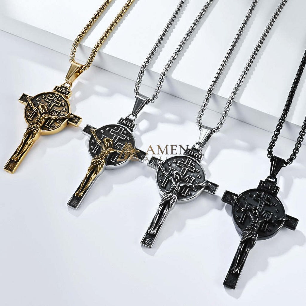 Titanium Steel Crucifix Necklace Amen Artisan
