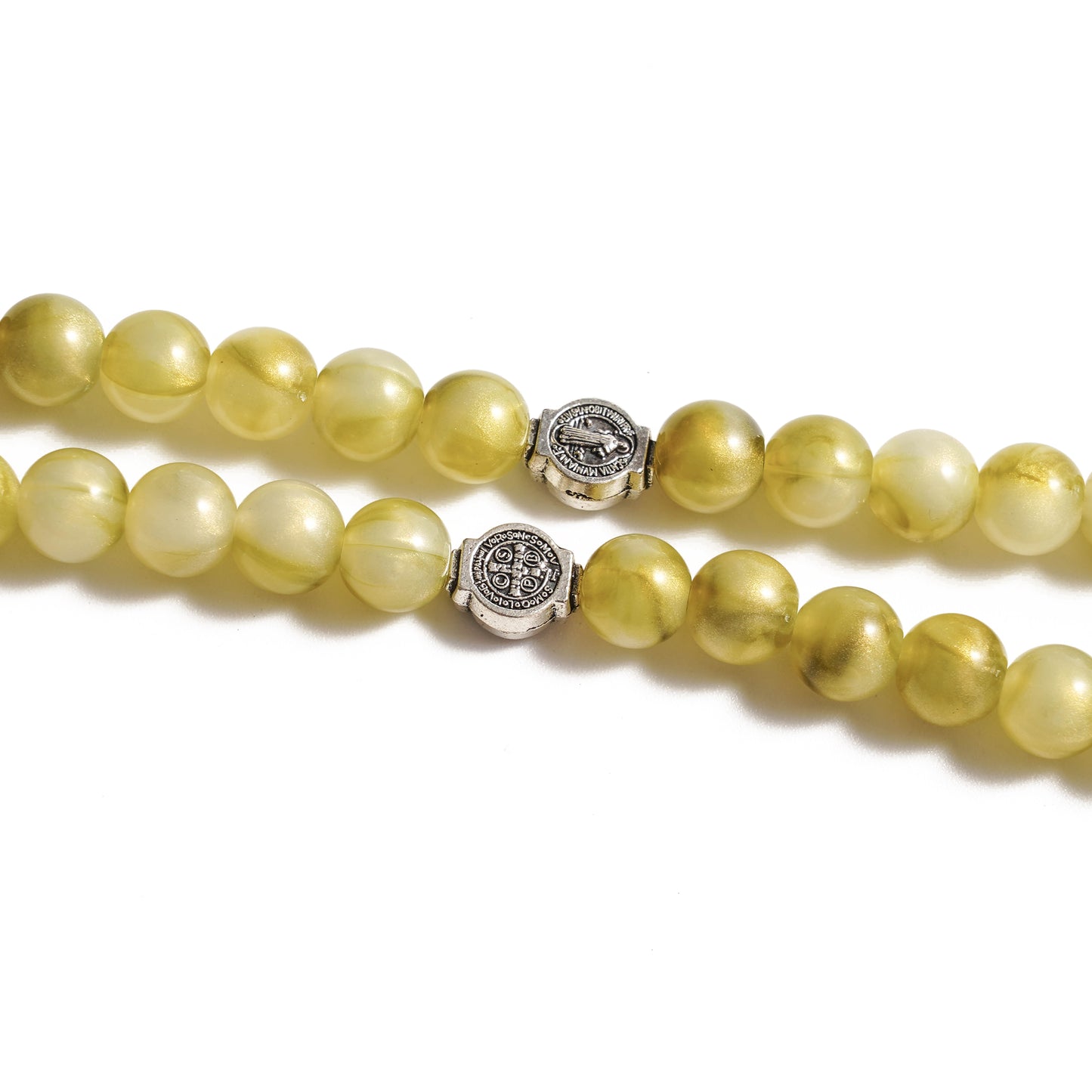 Olive Green Bead Stretch Rosary Bracelet with Cross Charm - Renewal, Comfort & Blessing |  Amen Artisan